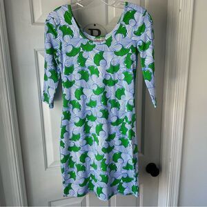 Persifor Kilpatrick ginko leaves dress small scoop neck 3/4 sleeve Size XS